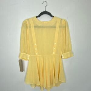 Most Adorable butter Yellow delicate linen peplum blouse